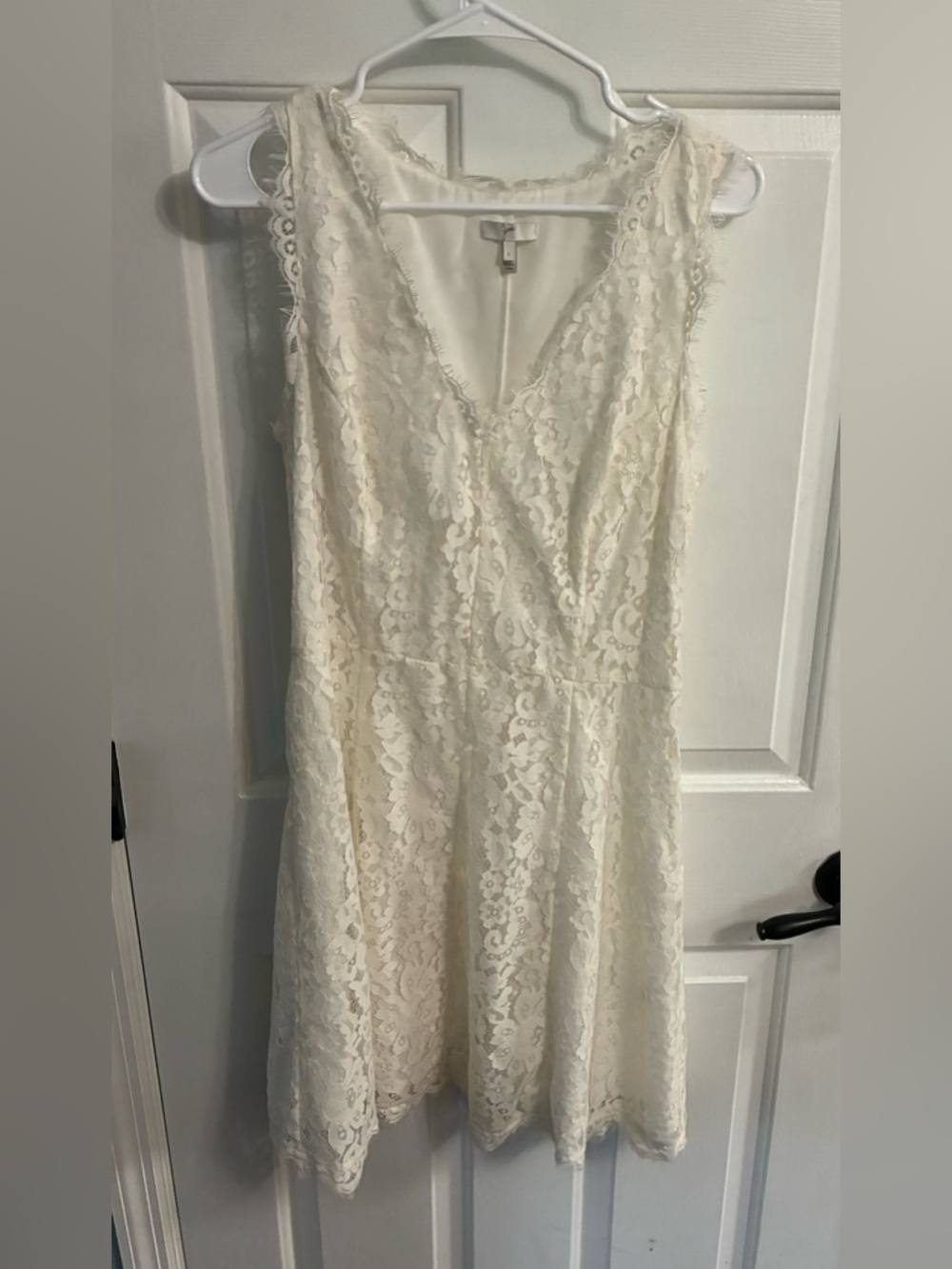 Joie Ivory Lace V-Neck Mini Dress